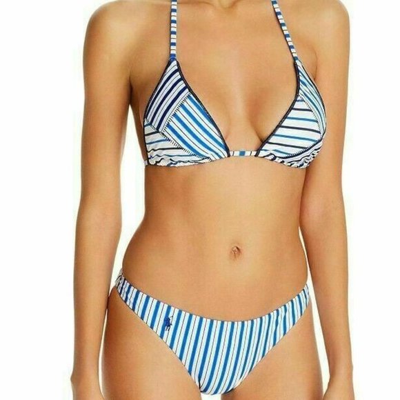 NWT Polo Ralph Lauren Bikini 2 pc set Blue Stripe - Picture 1 of 5
